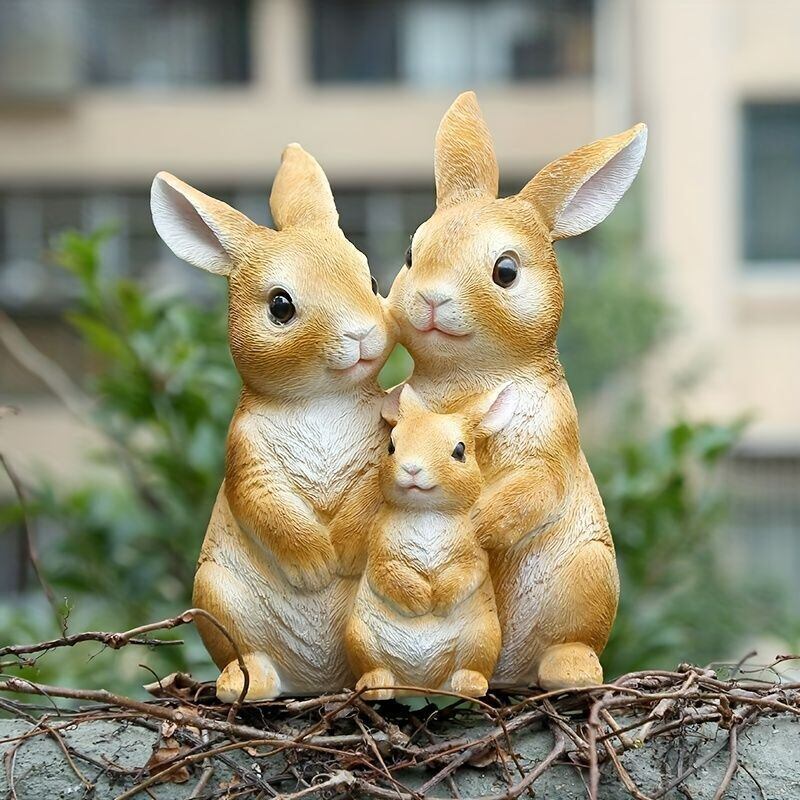 置物 オブジェ うさぎ ラビット かわいい ほっこり 幸せな家族
