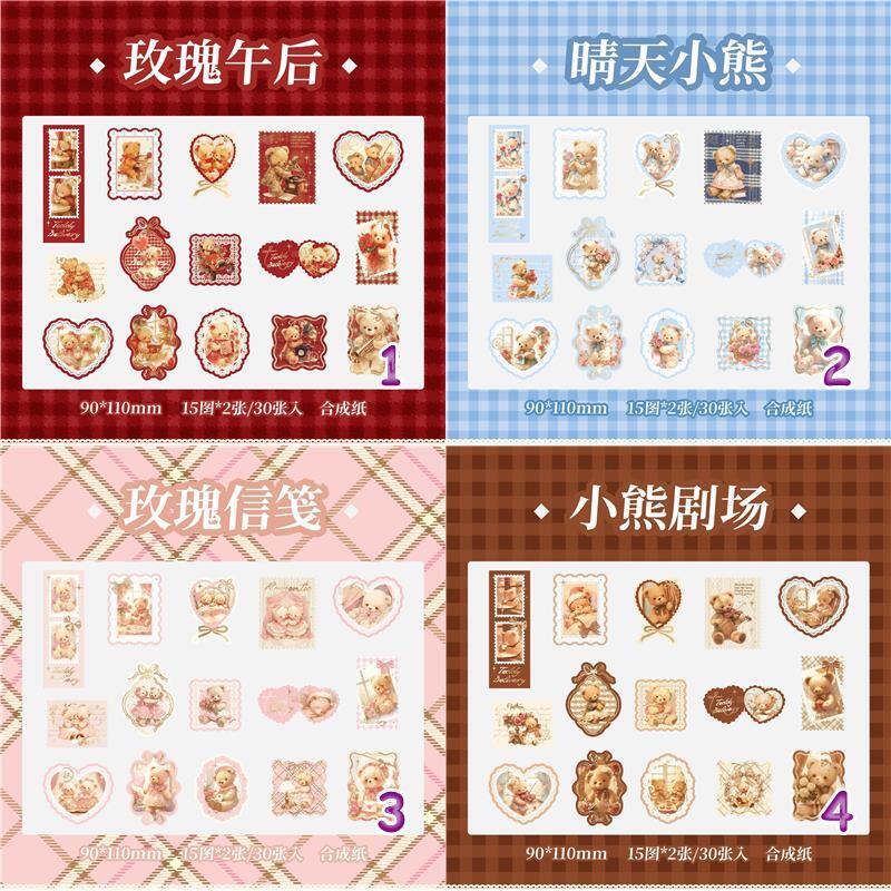 手帳デコ】テディベアのフレークシール Teddy Bear of Wishes レッド