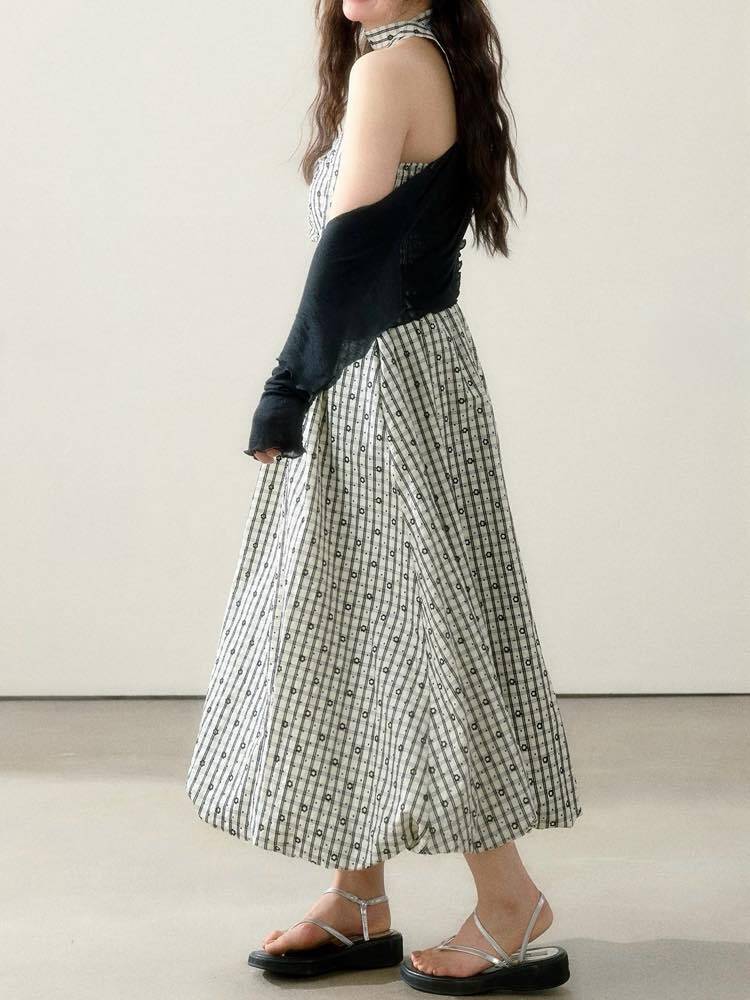 甘さも大人っぽさもゆずれない チェック柄チューブトップバルーン