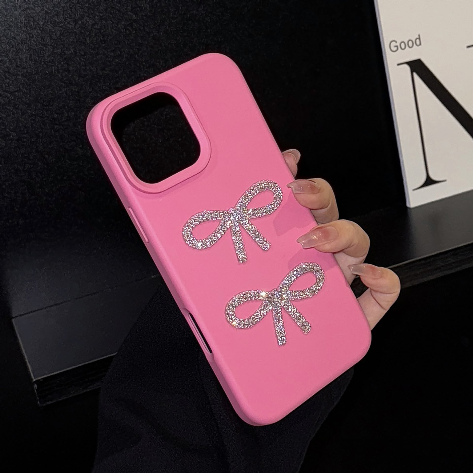 輝くリボン◎かわいい立体デコ ラインストーン iPhone 韓国ケース