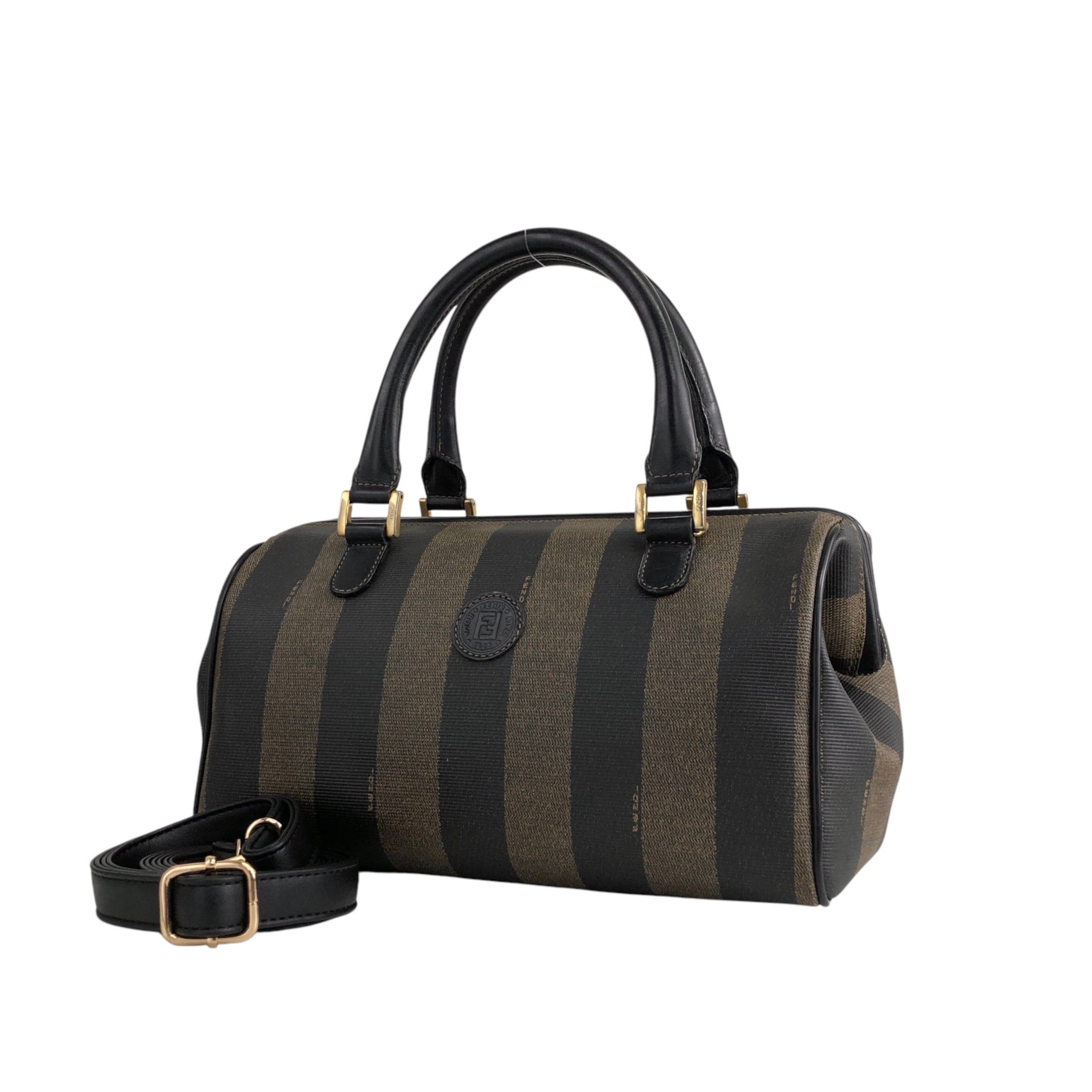 FENDI フェンディ ペカン ショルダーバッグ ブラック ロゴ PVC レザー