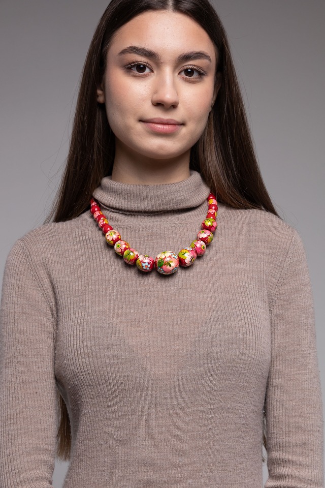 ペトリキフカ塗り　木製ナミスト（ヴィシヴァンカ装飾用ネックレス）ホメンコ作