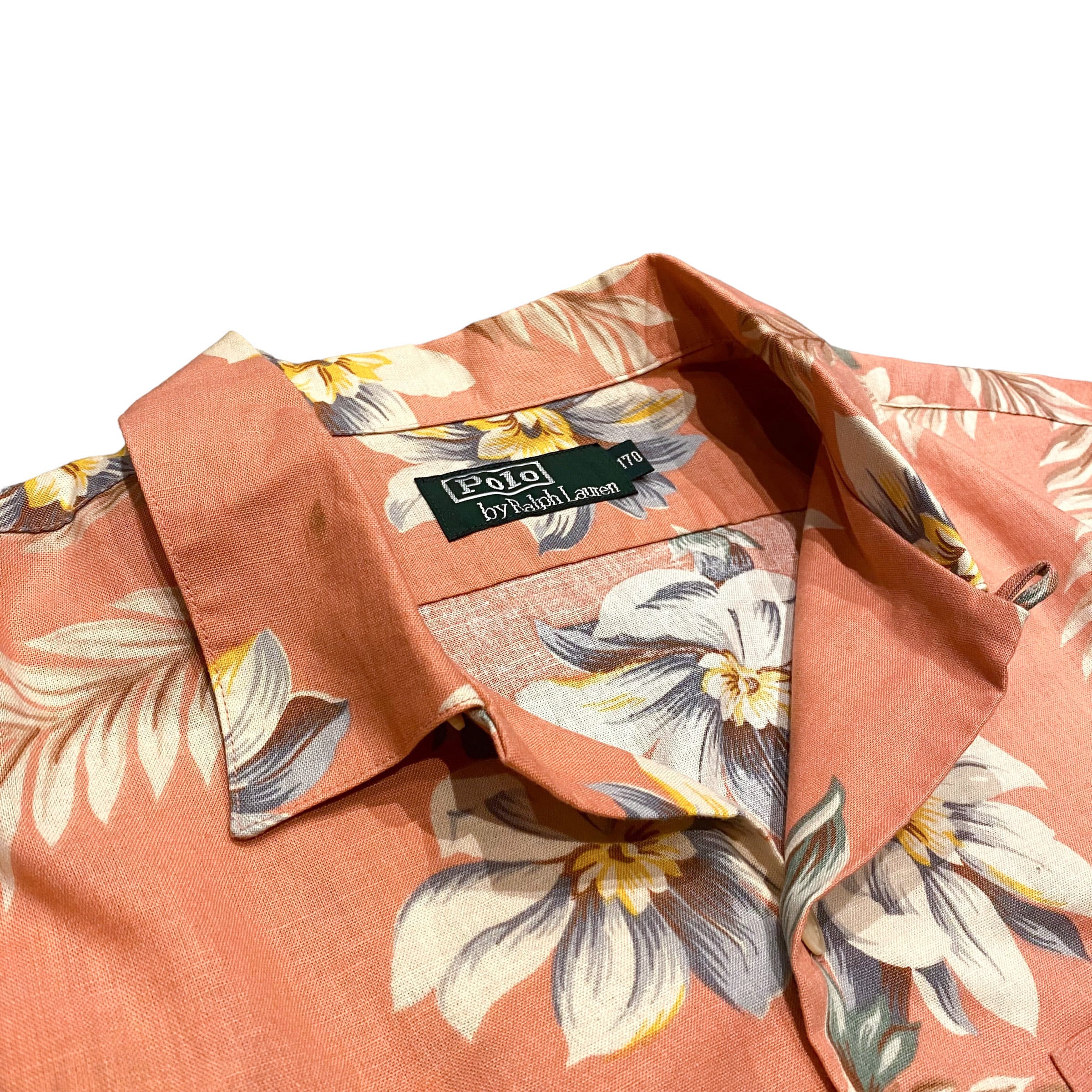 80-90's Polo Ralph Lauren Hawaiian Shirt / ポロ・ラルフローレン アロハシャツ リネンシャツ 開襟  オープンカラー 半袖 古着 ヴィンテージ