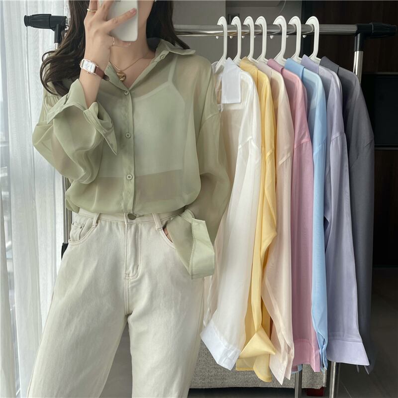 スタイルトップス サマーシャツ ホワイト薄手 ロング 夏物 1号婦人75540831133