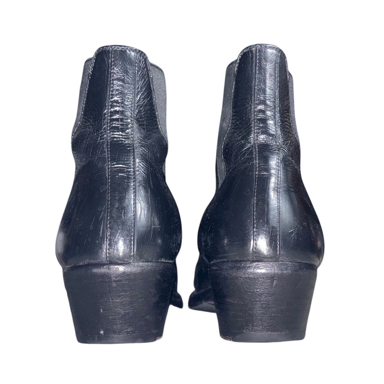 SAINT LAURENT PARIS black leather heel boots