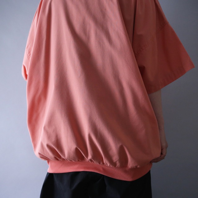 "KING SIZE" over silhouette good coloring different material half-button h/s pullover