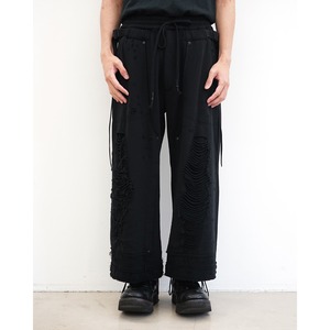 [D.HYGEN] (ディーハイゲン) ST107-1426A Untwisted Shotgun French Terry Wide Cropped Trousers (black)