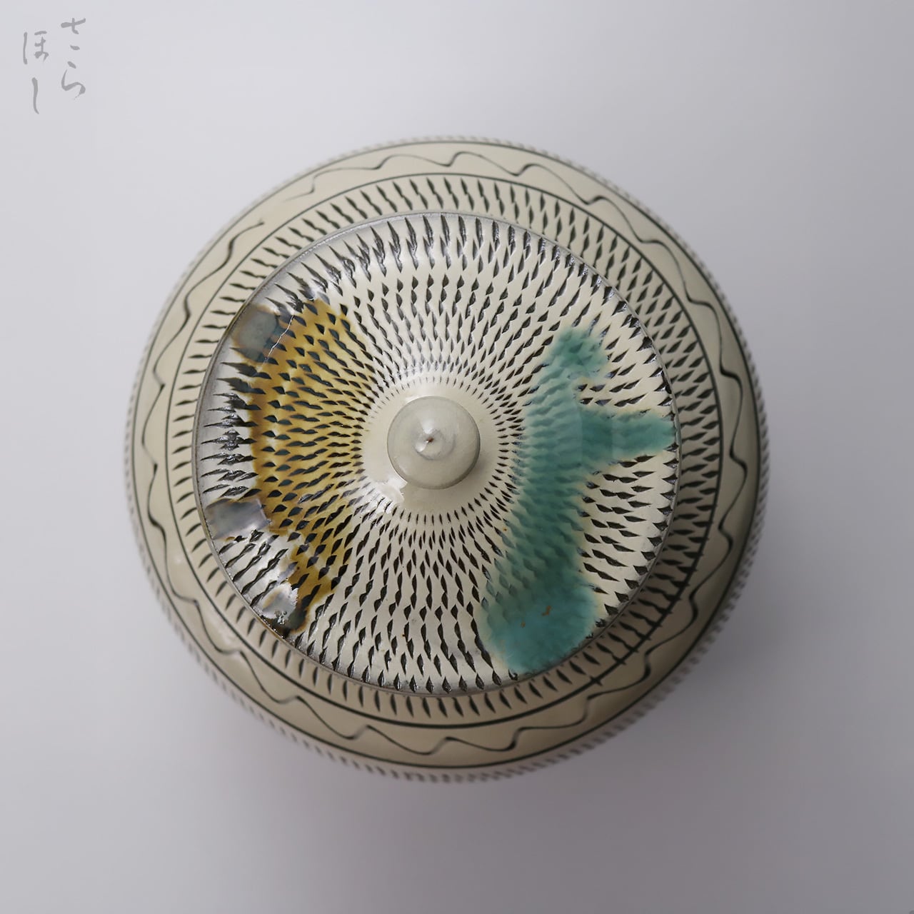 一点もの】小鹿田焼 小袋窯 2升蓋付き壺 飛びかんな/櫛描き/打ち掛け