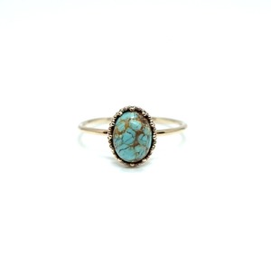 granulation 8×6 gem ring - Turquoise