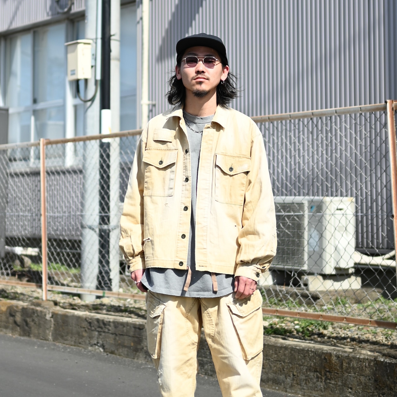 ANACHRONORM / REMAKED HERRINGBONE MILITARY SHIRTS JACKET