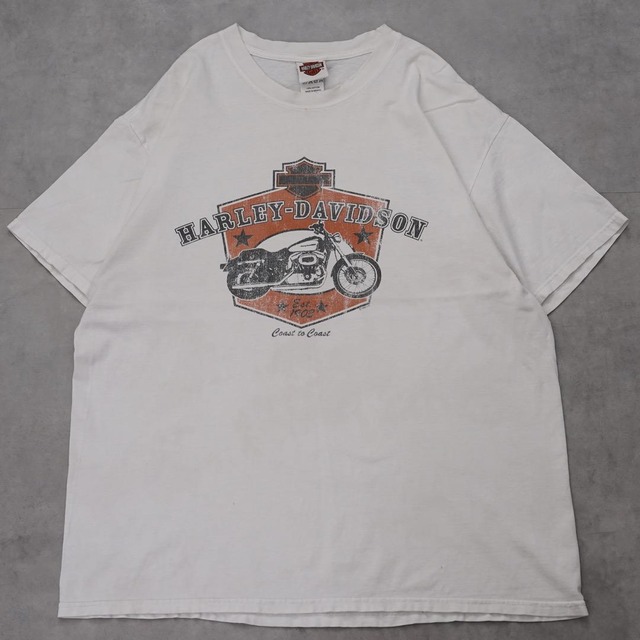 ハーレーダビッドソン プリントTシャツ 古着 00s XL 白 14378