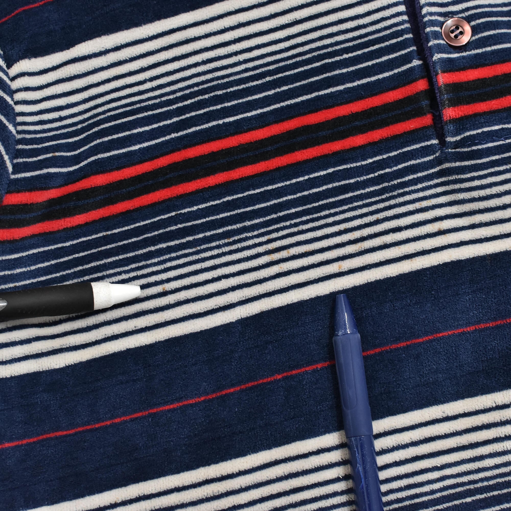 70s～ Vtg multi border velour polo shirt | 古着屋 grin days memory