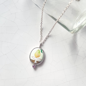 洋梨のコンポートのペンダント(pink tourmaline)