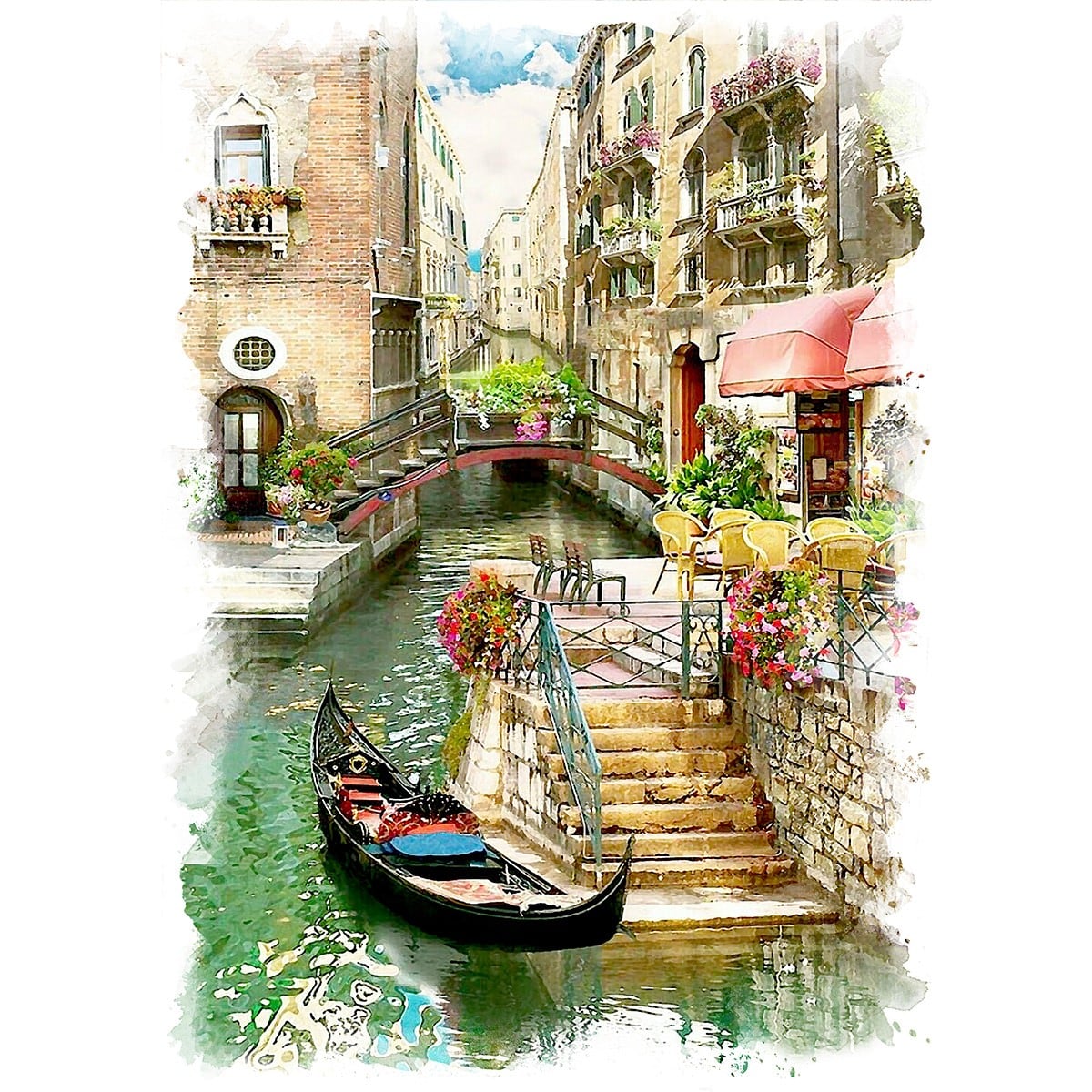 世界遺産の街並み・イタリア・ベニス－1／F4画用紙・水彩 （世界 