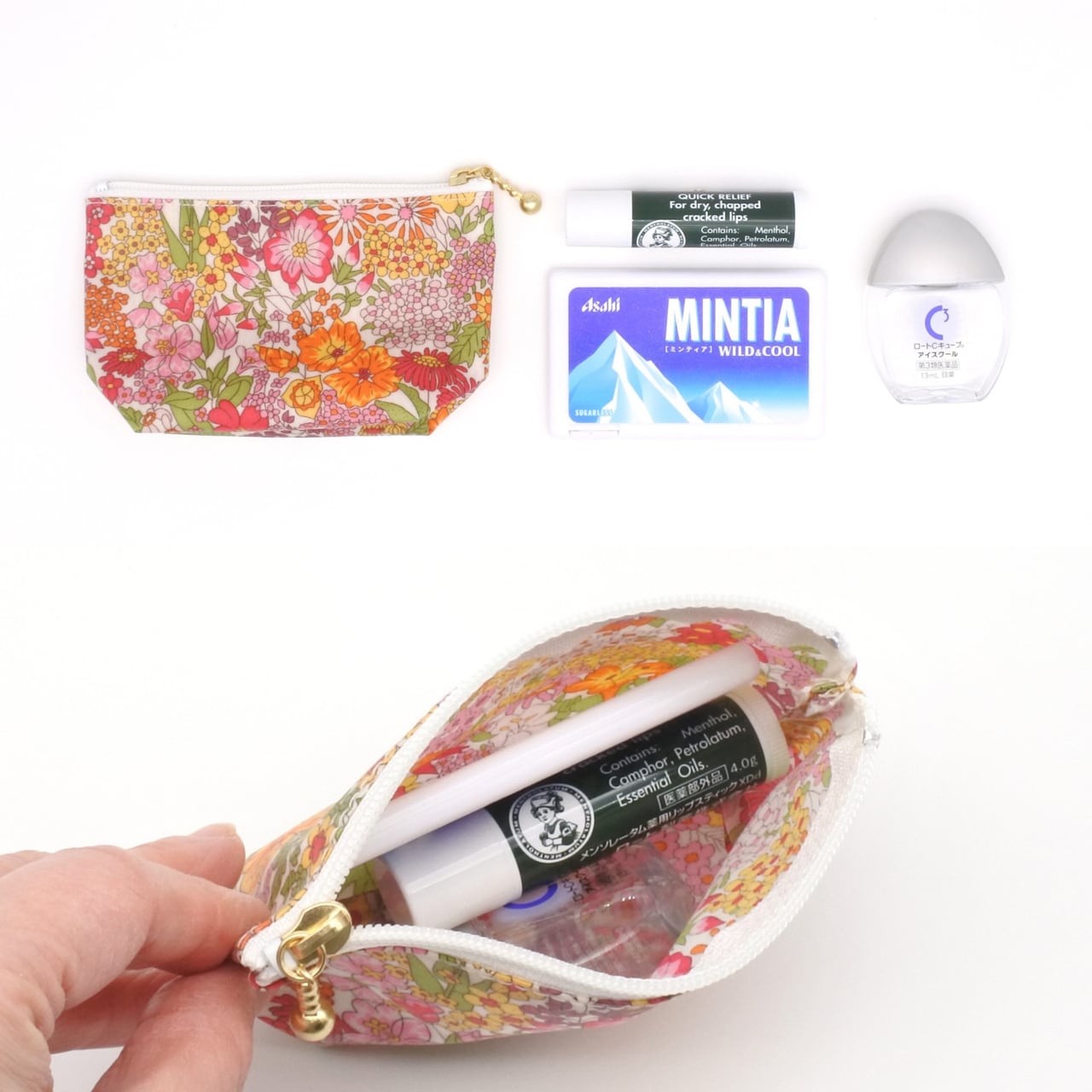 リバティ ラミネートのマチ付きポーチ Sサイズ ミュージカルマーチ