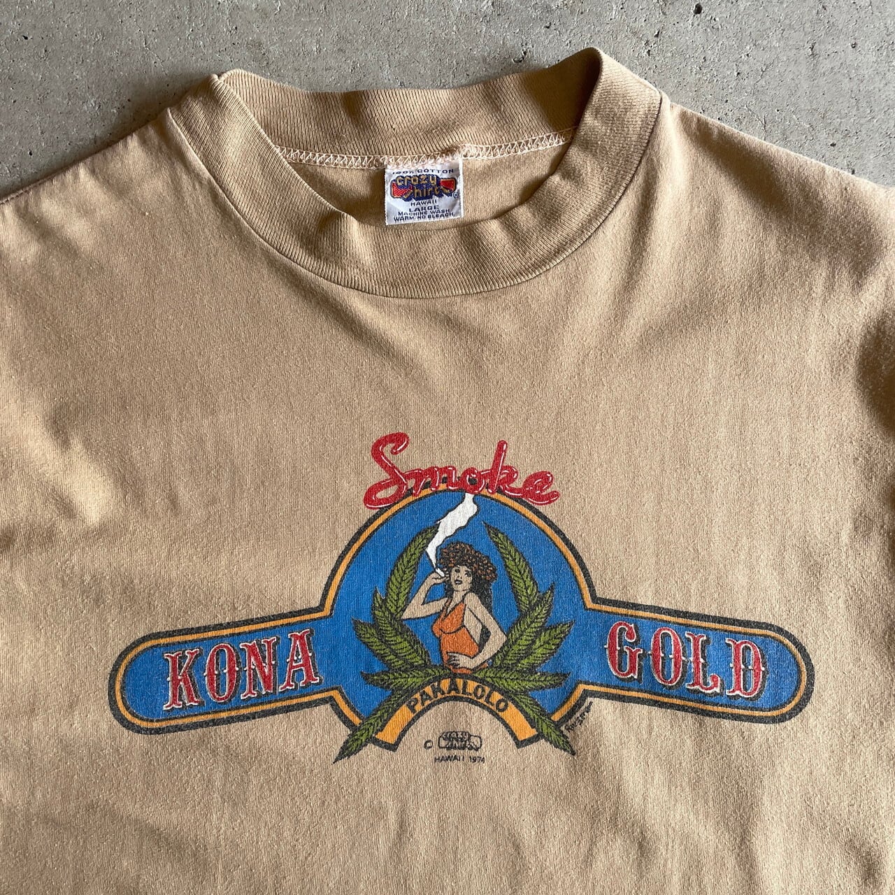70年代 USA製 crazy shirts HAWAII クレイジーシャツ KONA GOLD マリファナ 大麻 プリントTシャツ