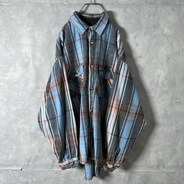 #6653 "RUSTY" check pattern flap cotton shirt