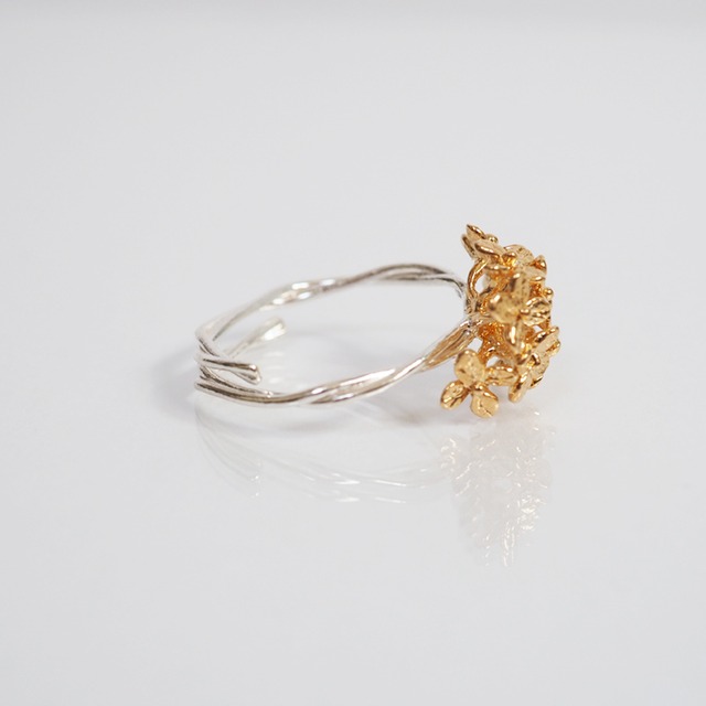 紫陽花のリング(silver×gold)