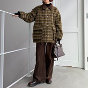 モヘアシャギーチェックCO/カーキ