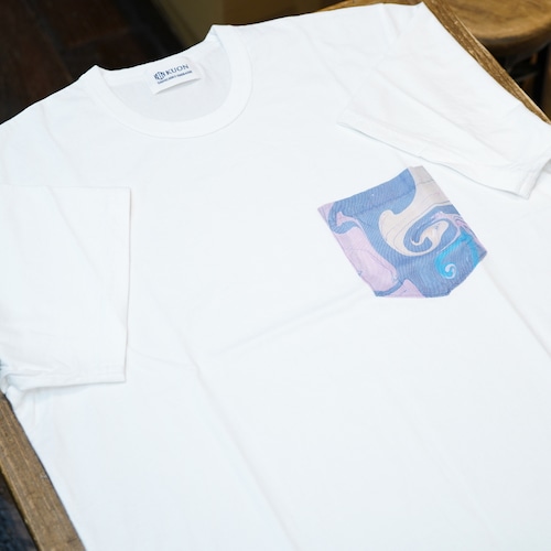 KUON（クオン）　スミナガシポケット　半袖Tシャツ　ホワイトマルチ