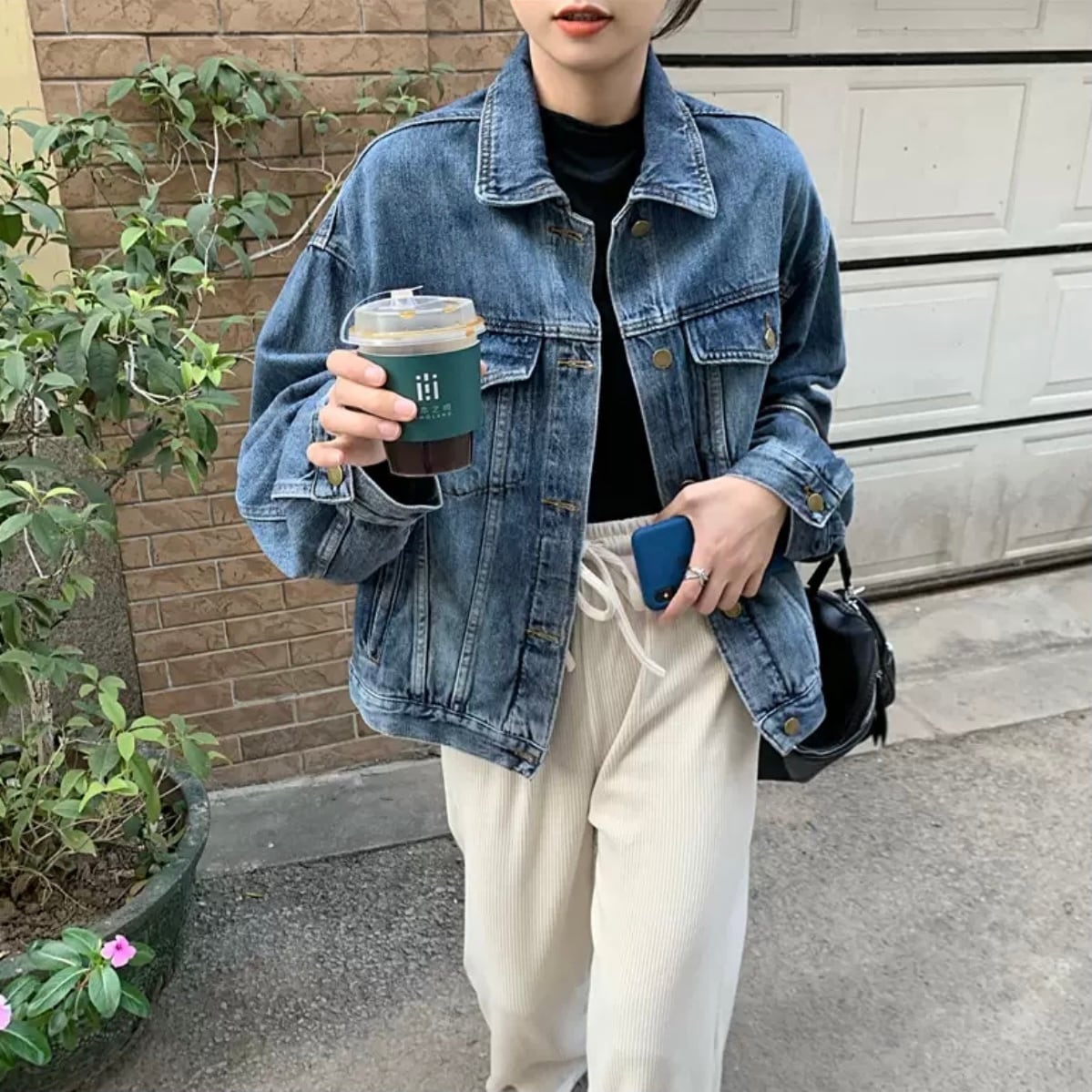 新品✨大人気ニットデニムアウター 秋冬春 ゆったりシンプル 新品✨大人気ニットデニムアウター 秋冬春 ゆったりシンプル