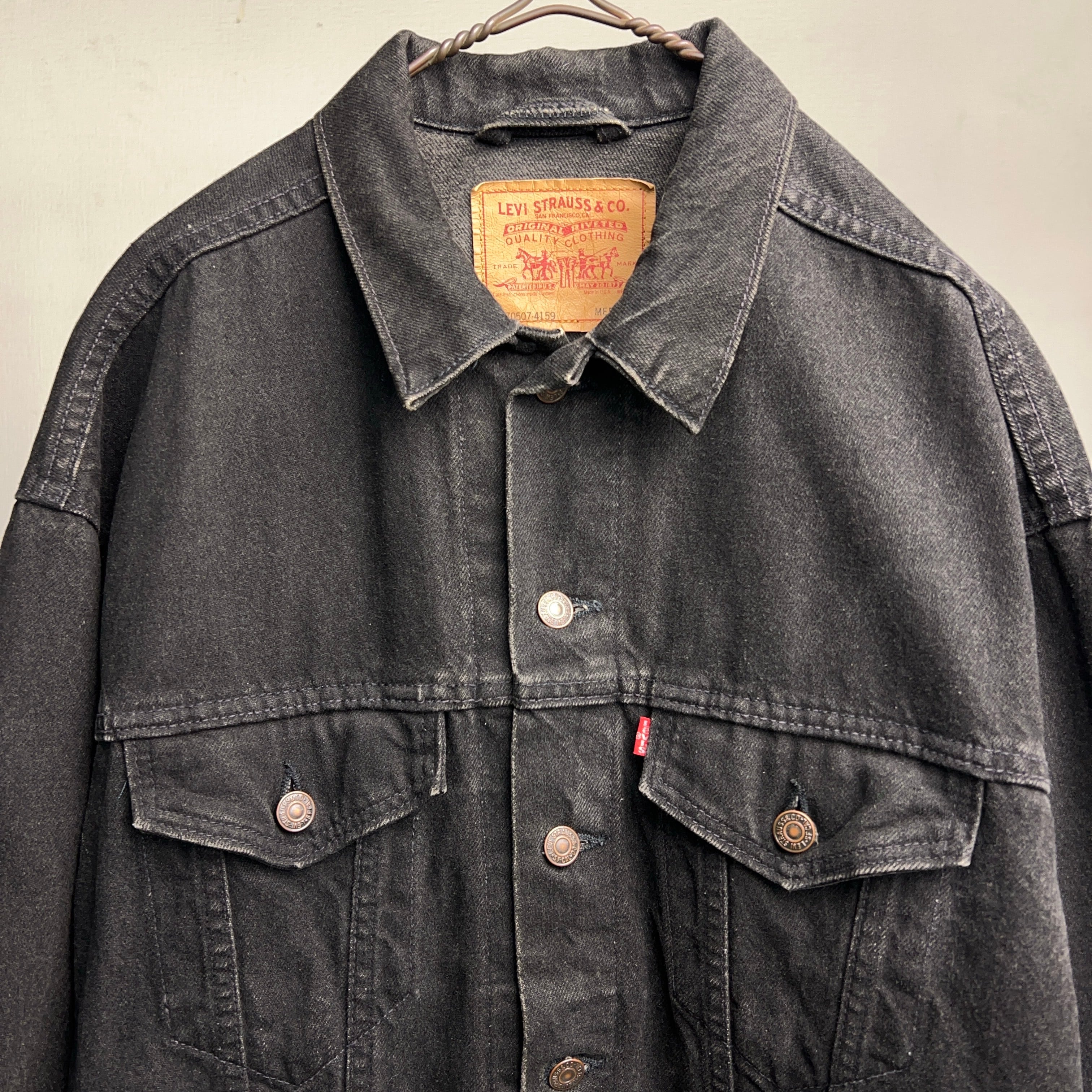 90's Levi's 70507-4159 Black Denim Jacket MADE IN U.S.A. Medium