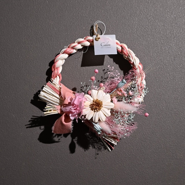 洋風ナチュラルしめ縄【ピンクブルー】Y-55 ≪限定１点≫