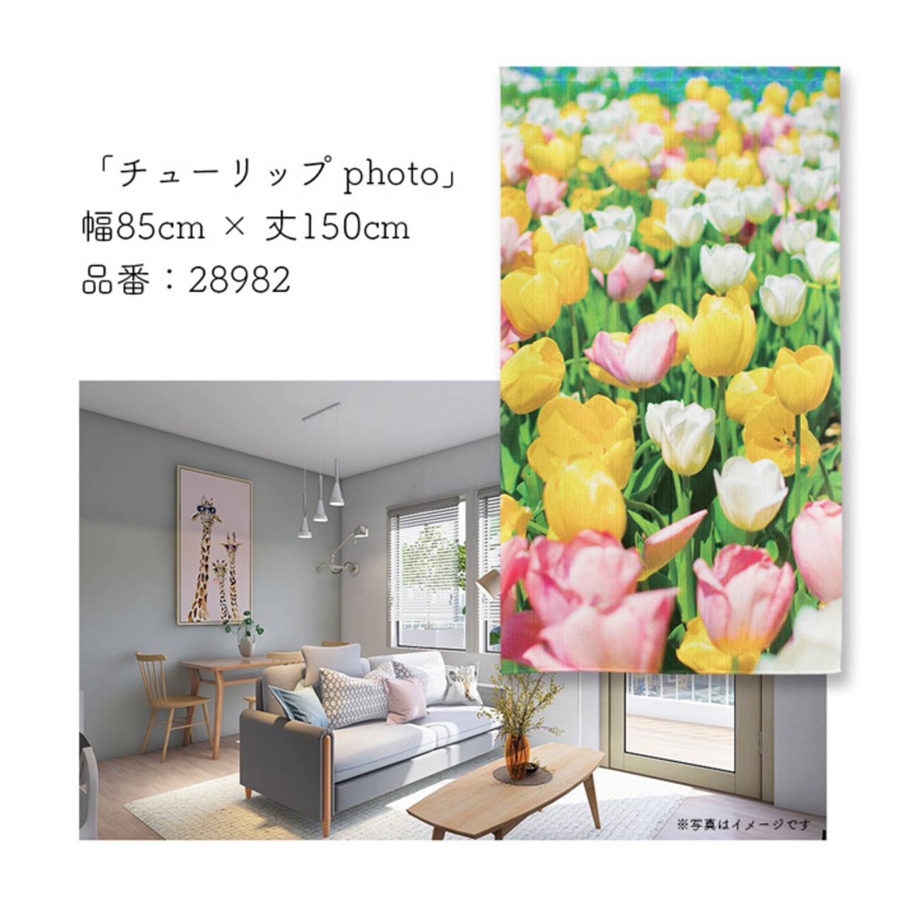 【受注生産】のれん 夏空にひまわり 85×150cm 28985