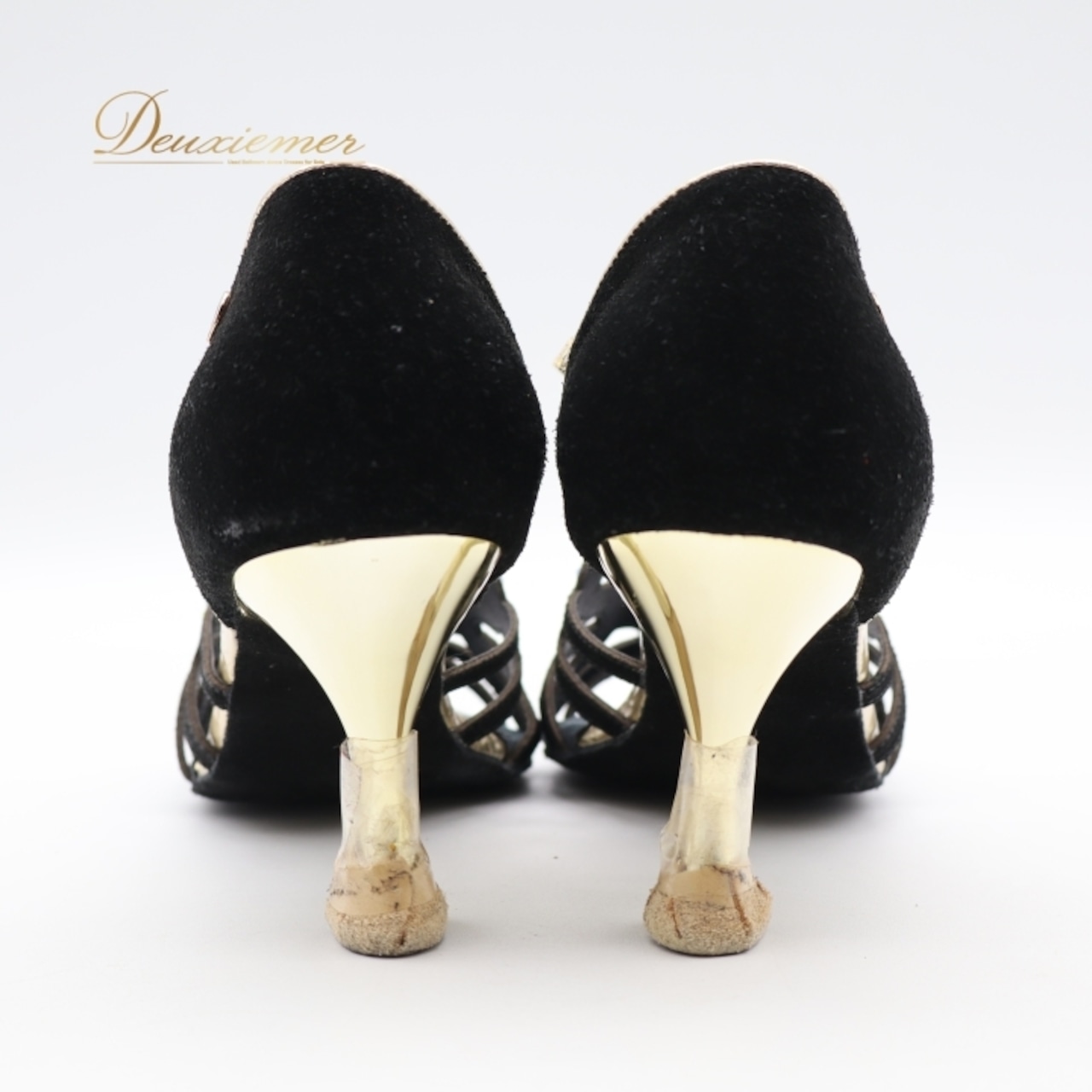 社交ダンス 衣装 ラテン シューズ 23cm ブラック系 Ads 靴 くつ ヒール レディース ラインストーン ストラップ 黒 金 キラキラ 上品 練習 レッスン イベント ステージ かわいい ダンス衣装 ゴールド系