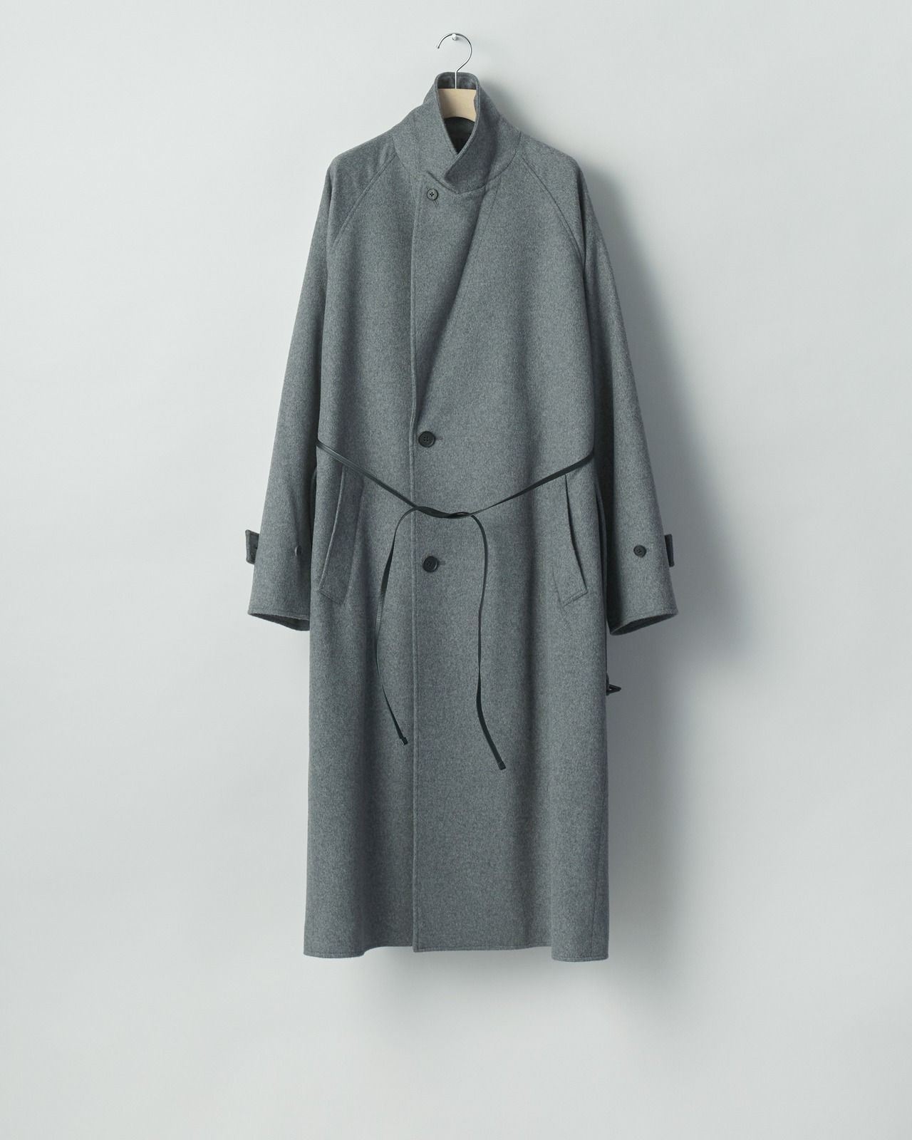 ssstein "WOOL CASHMERE OVERSIZED PEAK LAPEL CHESTER COAT〔GREY〕"