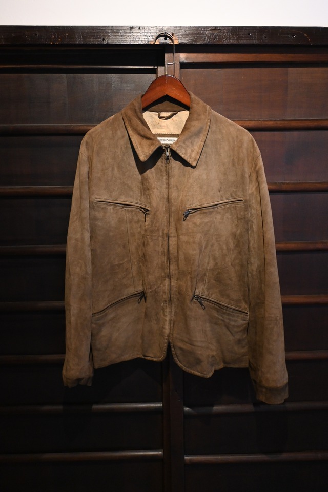 made in italy 90's vintage emporio armani brown suede leather jacket 0460
