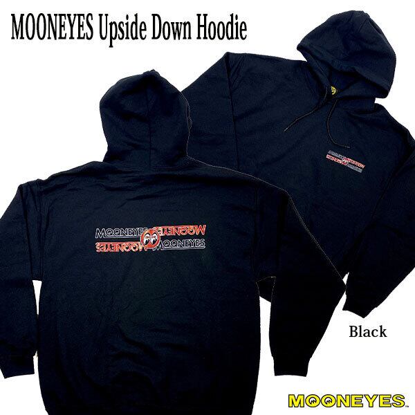 MOONEYES Upside Down Hoodie BLACK ムーンアイズ アップサイド ダウン フーディー ブラック プルオーバー パーカー 長袖 モータースポーツ MOONEYES ムーンアイズ