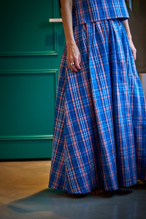 Set up blue check skirt