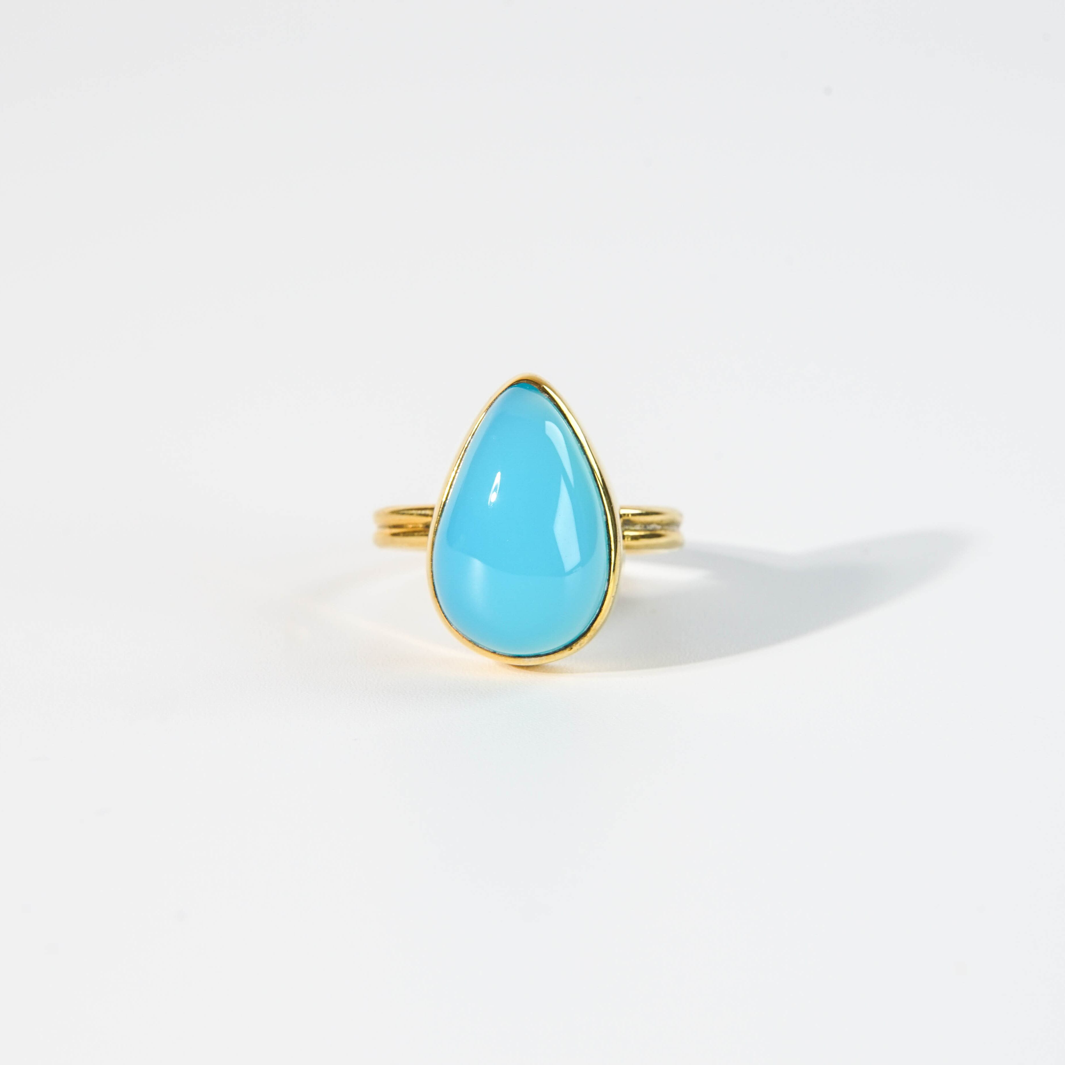 free size】シーブルーカルセドニー リング（No.52) | YUEN jewelry