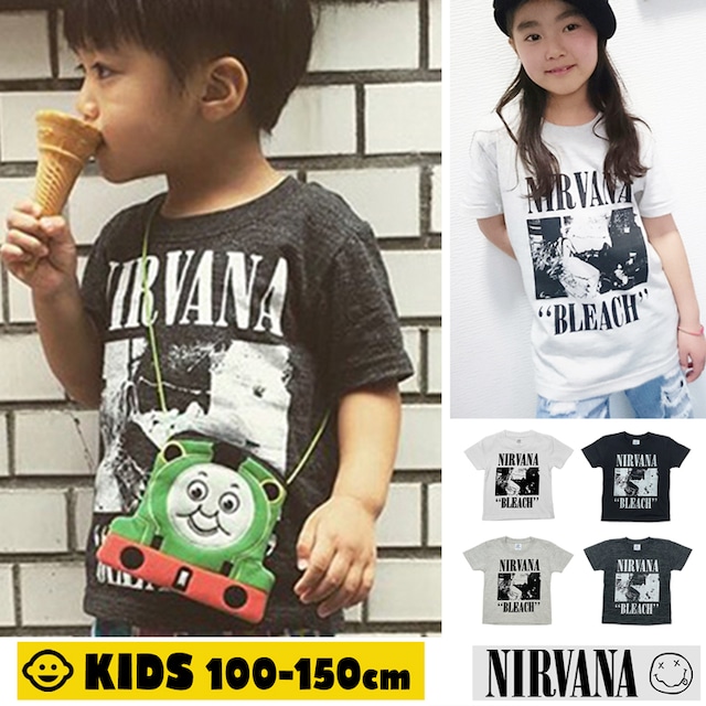 【キッズ】NIRVANA 「ニルヴァーナ」「BLEACH」 キッズバンドTシャツ キッズロックTシャツ親子ペアルック kids-nirvana-sstee-bleach o1701