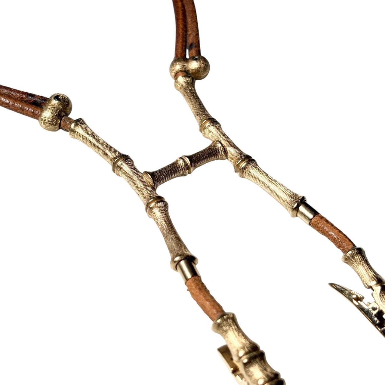vintage HERMES bamboo motif leather necklace