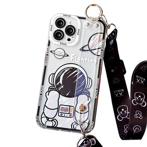 【人気】Arpe 可愛い 宇宙飛行士 スマホケース iPhone 15 Pro 用 ケース ショルダーストラップ 首かけストラップ 携帯ストラップ キックスタンド リストレット シリカゲル保護カバー アイフォン 15 Pro ケース