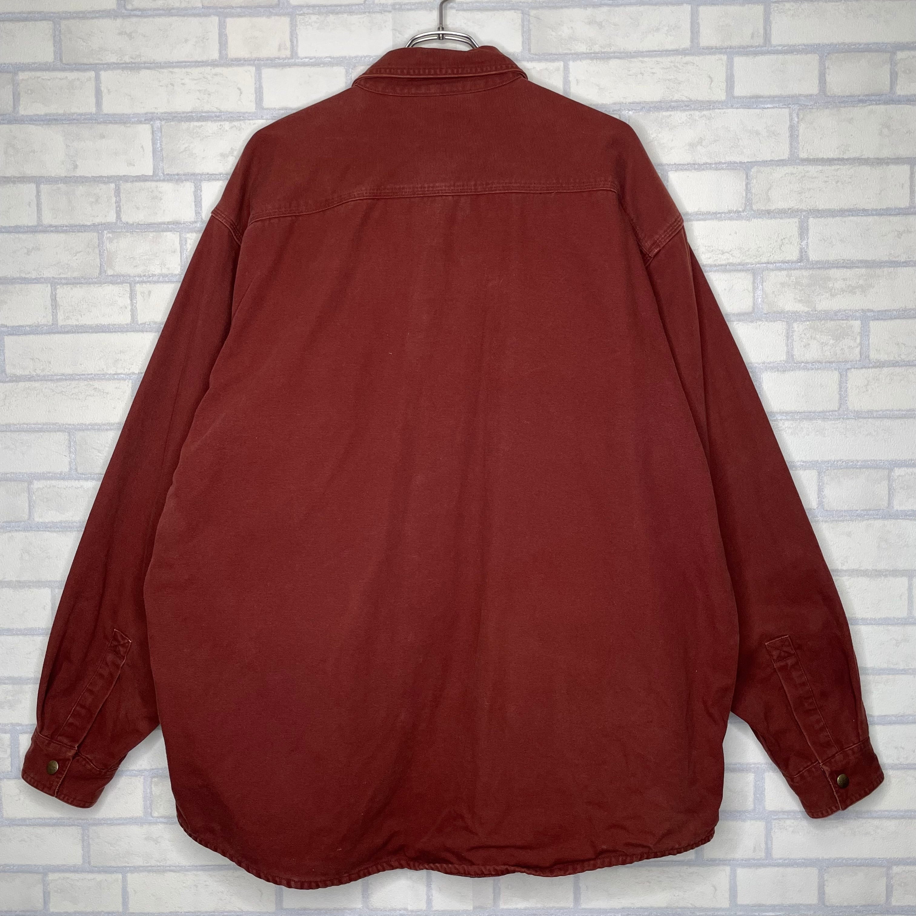 Carhartt シャツジャケット XL バーガンディ 100%コットン 革パッチ 