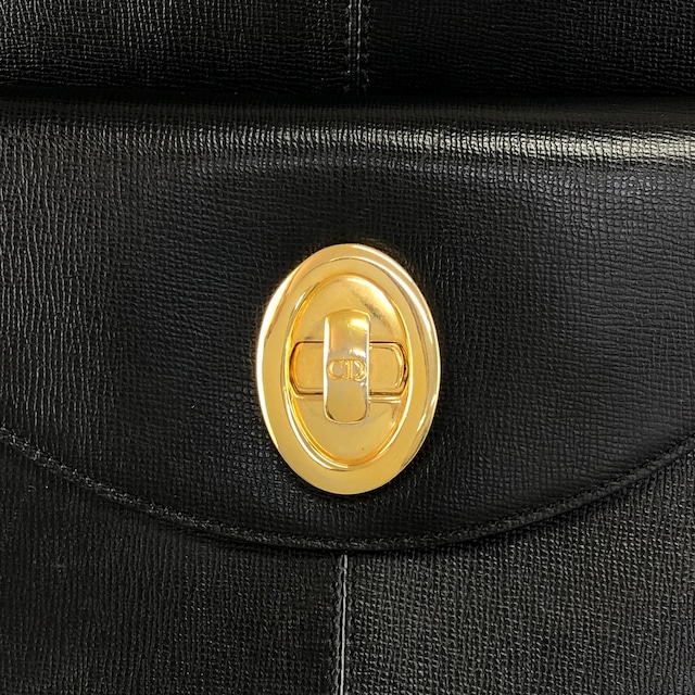Christian Dior クリスチャン ディオール ショルダーバッグ ブラック オーバル ターンロック レザー vintage ヴィンテージ オールド 7ng3ku