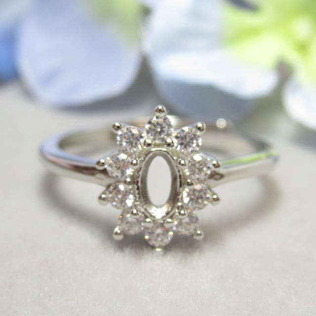 5×3㎜ 大粒CZフレーム  S925 リング台  SV