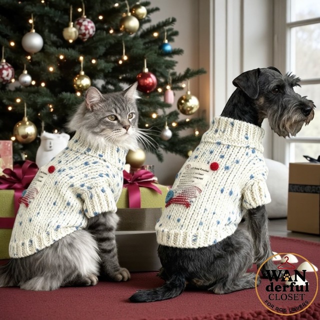 【犬服】ホワイトネップヤーンセーター｜小型犬・中型犬用 ナチュラル可愛い 1186