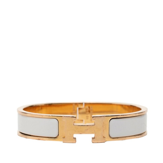 エルメス クリックH PM ブレスレット ゴールド ホワイト メッキ エナメル レディース HERMES 【中古】