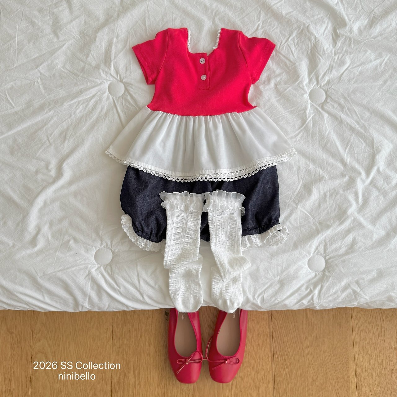 [ninibello] Summer Tulip Layered Tee / [니니벨로] 썸머튤립레이어드티