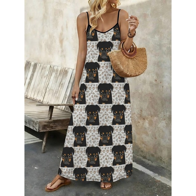 Dress  -black pug-　　t-item-0135