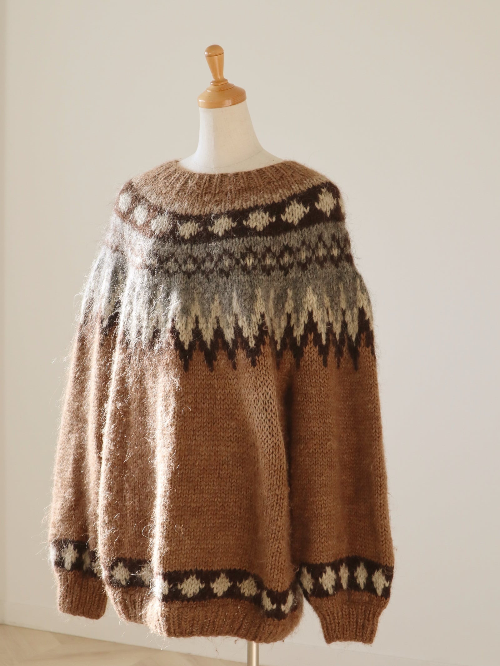 ●handmade in ICELAND brown color Nordic sweater①