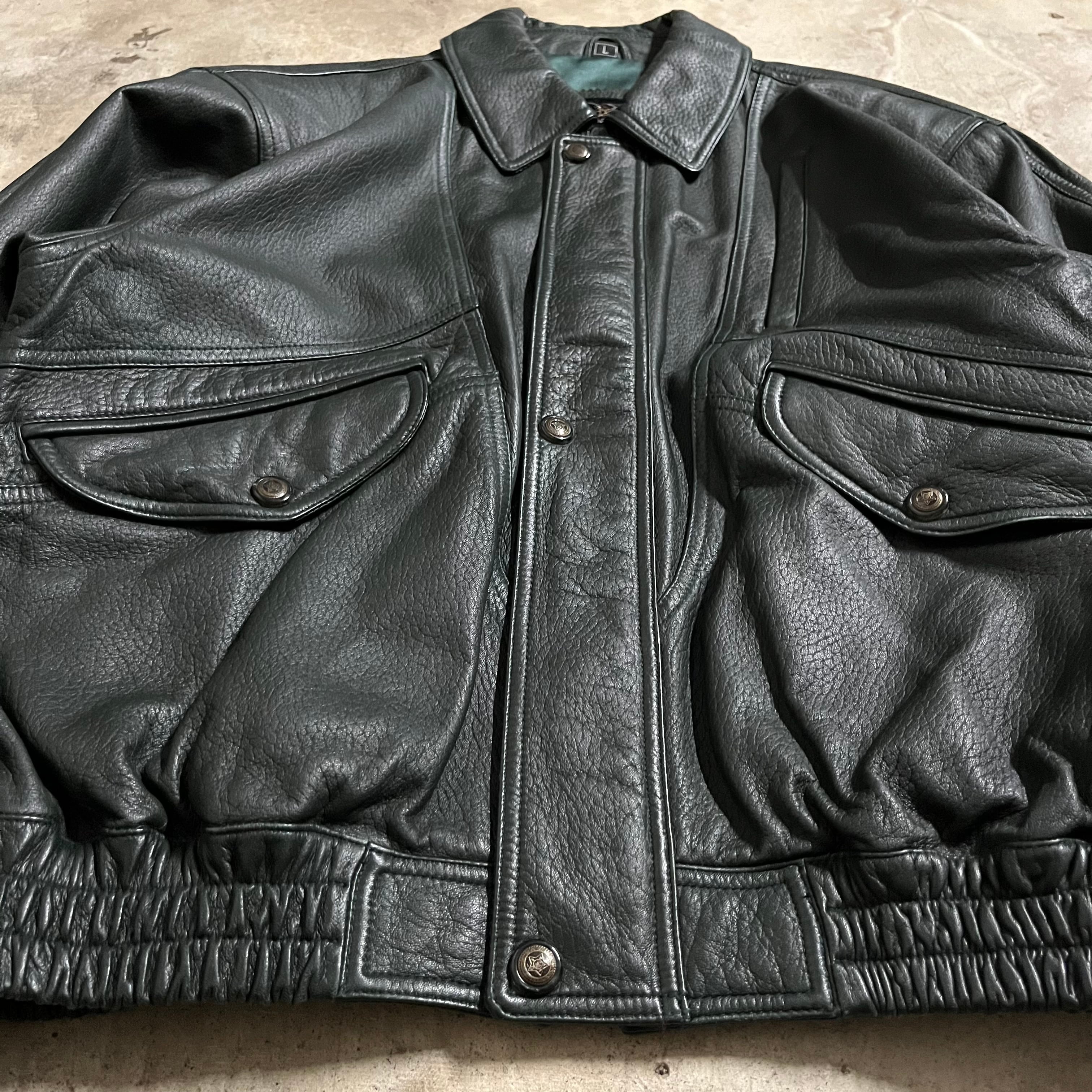 vintage〗lamb skin short leather blouson jacket/ラムスキン 短丈