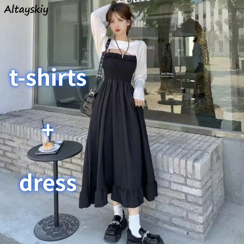 【新作】【送料無料】 2 個セット女性クロップトップス日焼け防止 Tシャツフリルミディドレスカジュアルエレガントな夏フレンチスタイルレディースファッション衣類 0350451206513