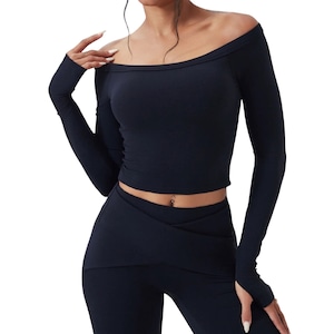 パッド付きオフショルダー3 ブラック