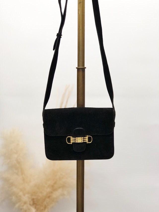 CELINE セリーヌ ショルダーバッグ ブラック ホースビット スエード クロスボディ vintage ヴィンテージ オールド yffeiu