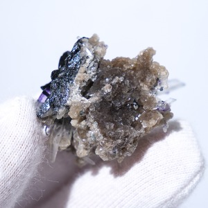 ヤオガンシャン産 フローライト ブラックトルマリン クォーツ 共生 / 原石 標本【H_2】